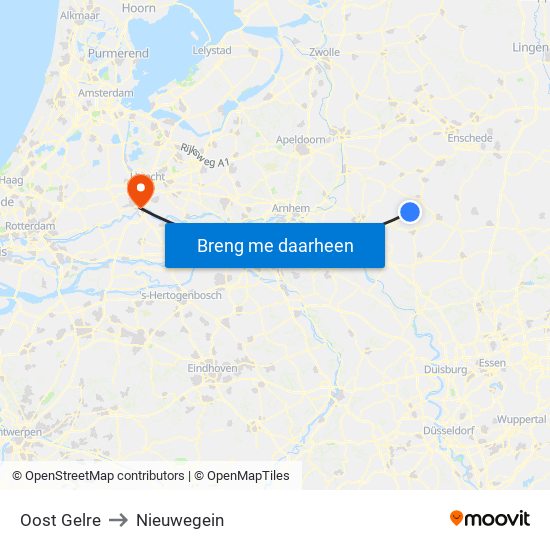 Oost Gelre to Nieuwegein map