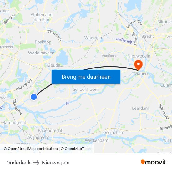 Ouderkerk to Nieuwegein map