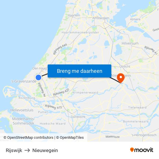 Rijswijk to Nieuwegein map