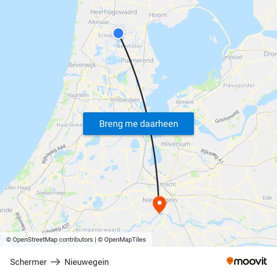 Schermer to Nieuwegein map
