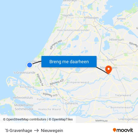 'S-Gravenhage to Nieuwegein map