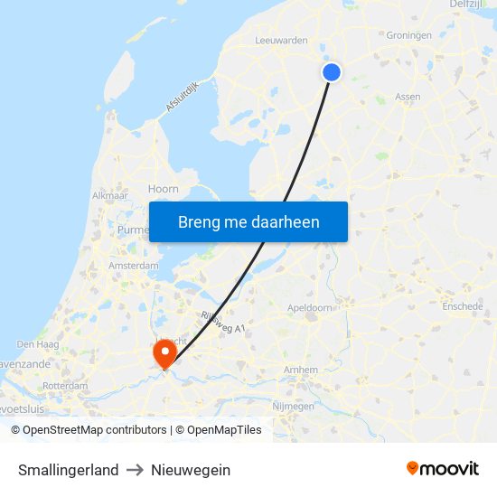 Smallingerland to Nieuwegein map