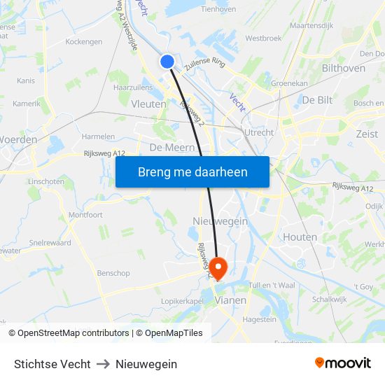 Stichtse Vecht to Nieuwegein map
