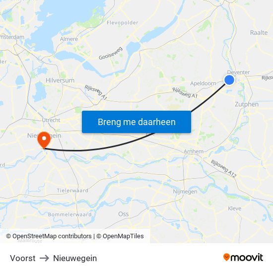 Voorst to Nieuwegein map