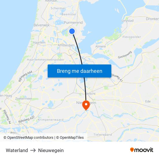 Waterland to Nieuwegein map
