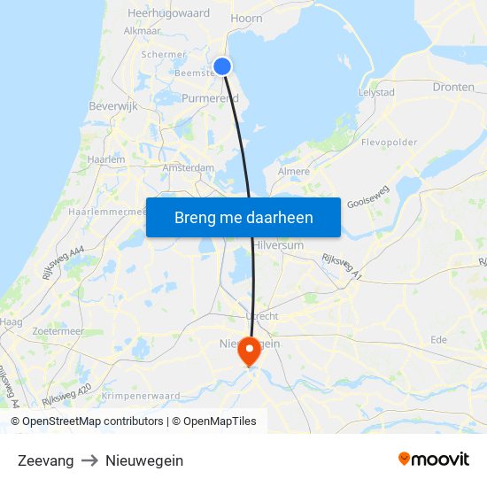 Zeevang to Nieuwegein map