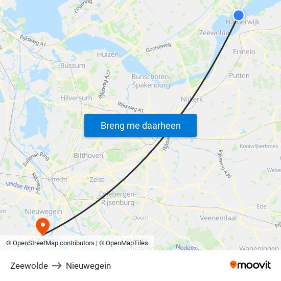 Zeewolde to Nieuwegein map