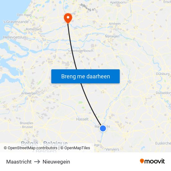 Maastricht to Nieuwegein map