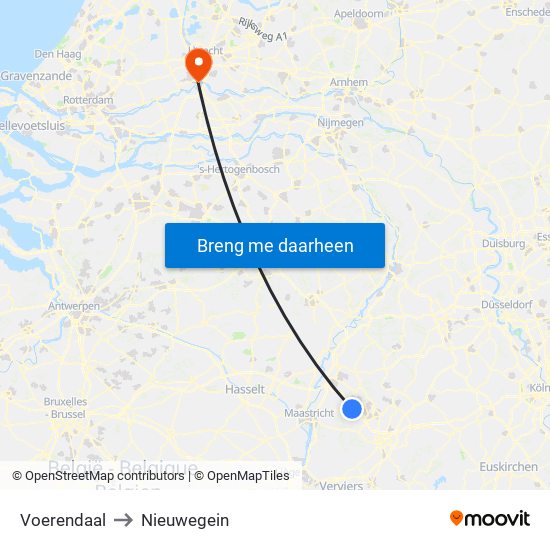 Voerendaal to Nieuwegein map
