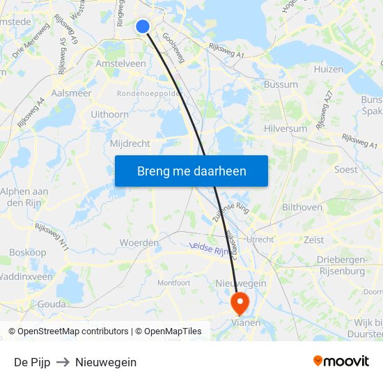 De Pijp to Nieuwegein map