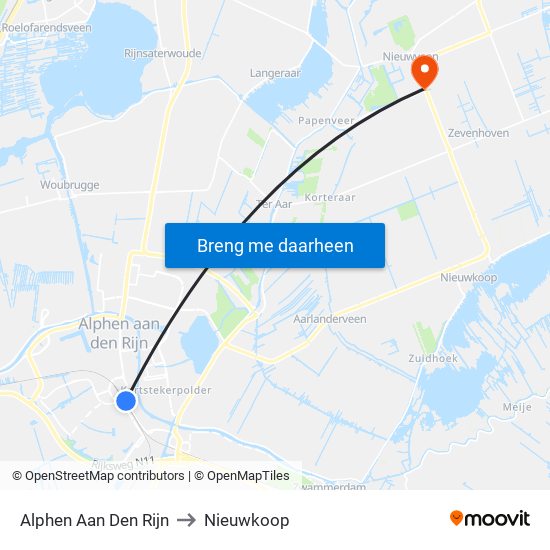 Alphen Aan Den Rijn to Nieuwkoop map