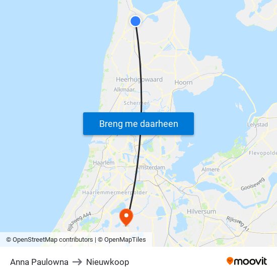Anna Paulowna to Nieuwkoop map
