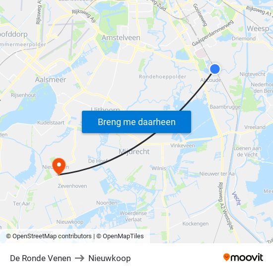De Ronde Venen to Nieuwkoop map