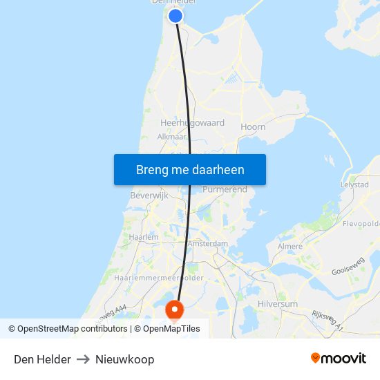 Den Helder to Nieuwkoop map