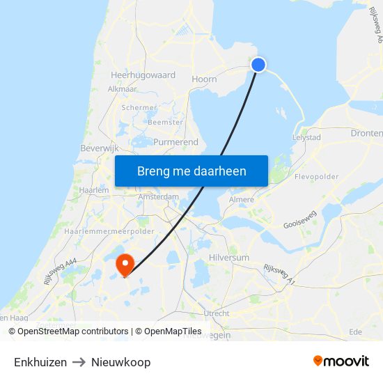 Enkhuizen to Nieuwkoop map