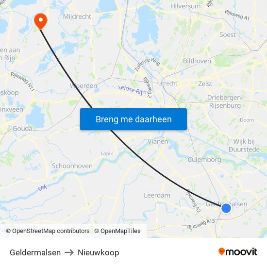 Geldermalsen to Nieuwkoop map