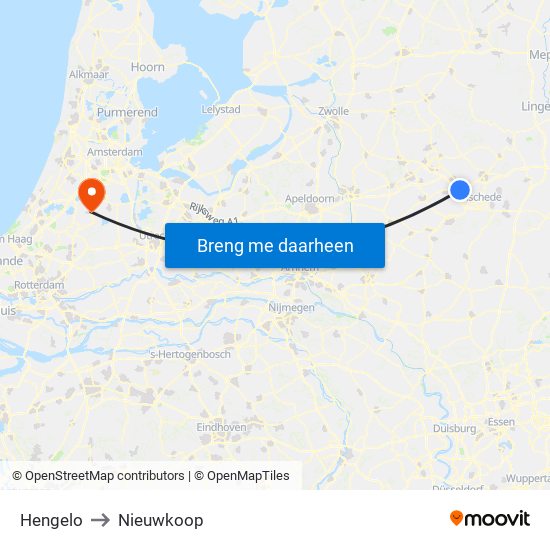 Hengelo to Nieuwkoop map