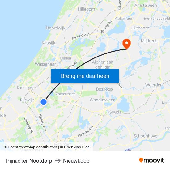 Pijnacker-Nootdorp to Nieuwkoop map