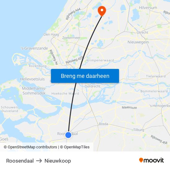 Roosendaal to Nieuwkoop map