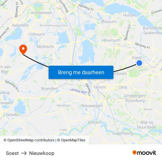 Soest to Nieuwkoop map