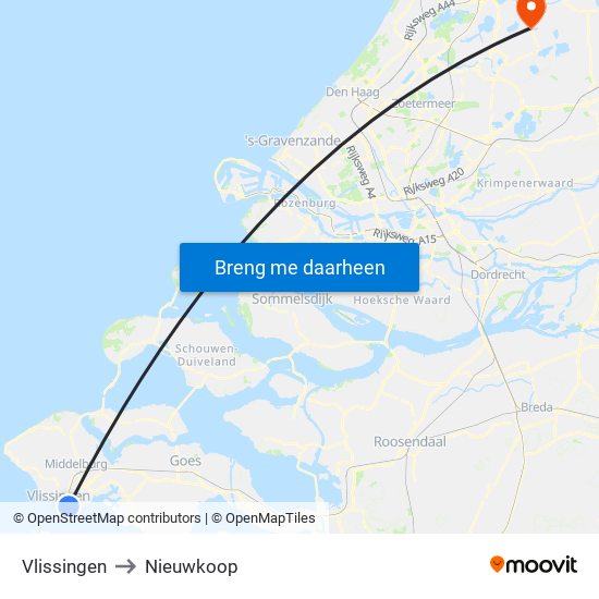 Vlissingen to Nieuwkoop map