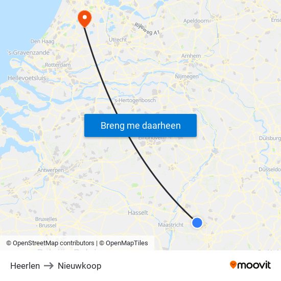 Heerlen to Nieuwkoop map