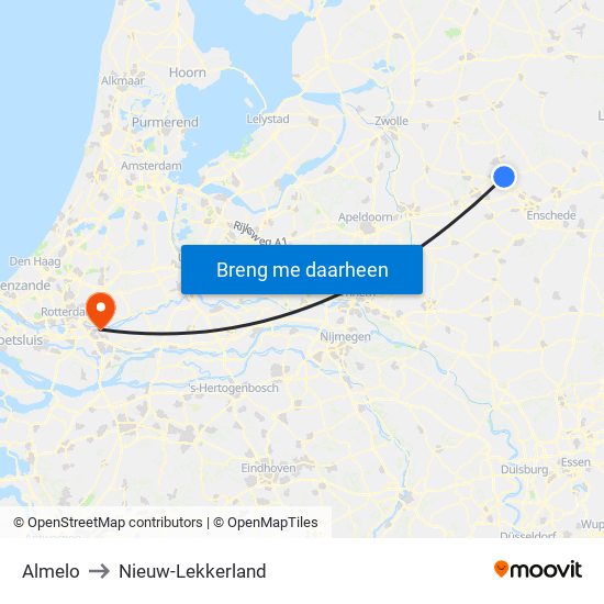 Almelo to Nieuw-Lekkerland map