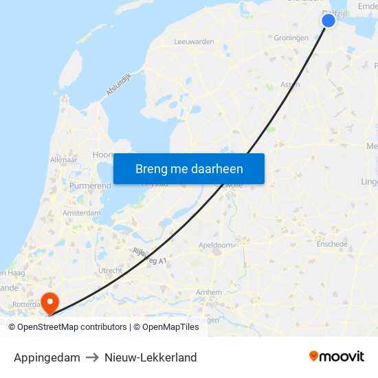 Appingedam to Nieuw-Lekkerland map