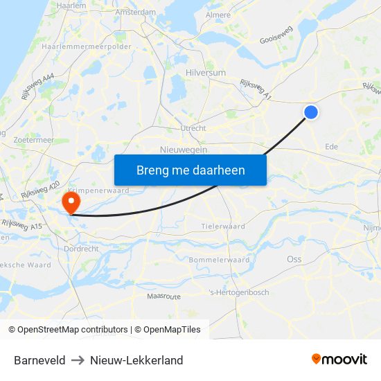 Barneveld to Nieuw-Lekkerland map
