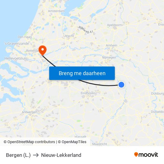 Bergen (L.) to Nieuw-Lekkerland map