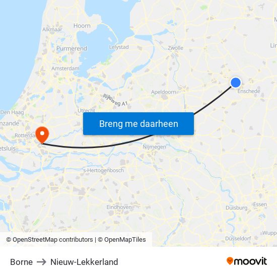 Borne to Nieuw-Lekkerland map