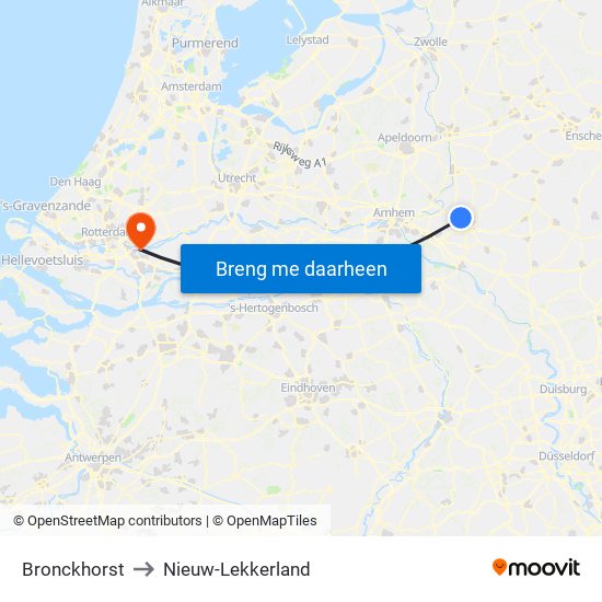 Bronckhorst to Nieuw-Lekkerland map