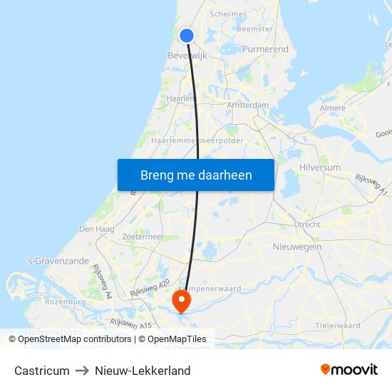 Castricum to Nieuw-Lekkerland map