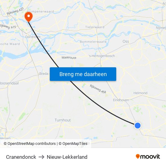 Cranendonck to Nieuw-Lekkerland map