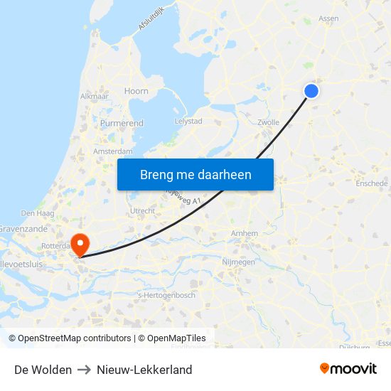 De Wolden to Nieuw-Lekkerland map