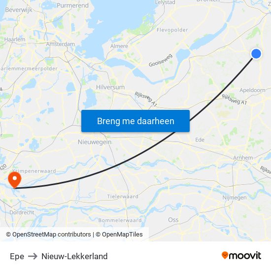 Epe to Nieuw-Lekkerland map