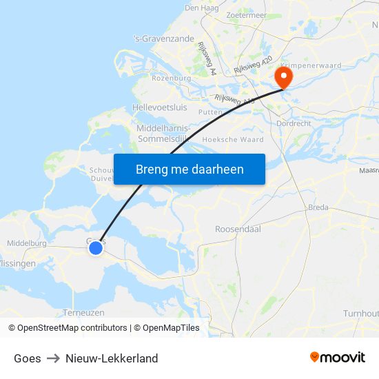 Goes to Nieuw-Lekkerland map