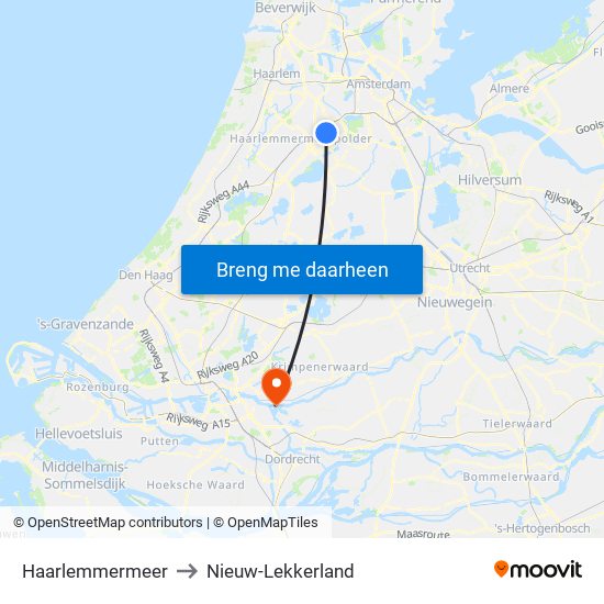 Haarlemmermeer to Nieuw-Lekkerland map