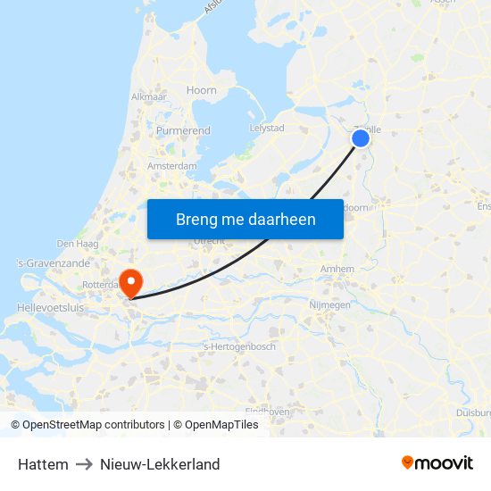 Hattem to Nieuw-Lekkerland map