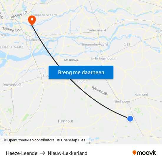 Heeze-Leende to Nieuw-Lekkerland map