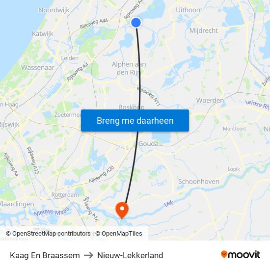 Kaag En Braassem to Nieuw-Lekkerland map