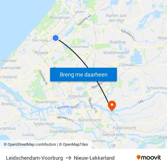 Leidschendam-Voorburg to Nieuw-Lekkerland map