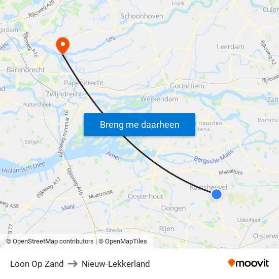 Loon Op Zand to Nieuw-Lekkerland map
