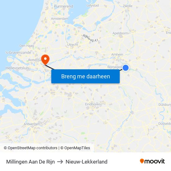 Millingen Aan De Rijn to Nieuw-Lekkerland map