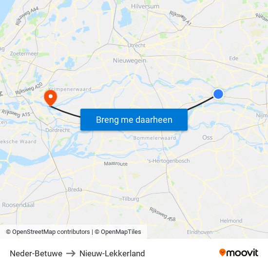 Neder-Betuwe to Nieuw-Lekkerland map