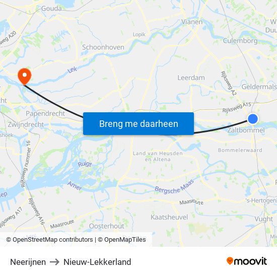 Neerijnen to Nieuw-Lekkerland map