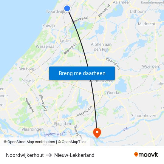 Noordwijkerhout to Nieuw-Lekkerland map