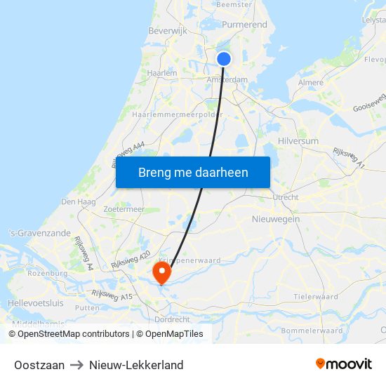 Oostzaan to Nieuw-Lekkerland map