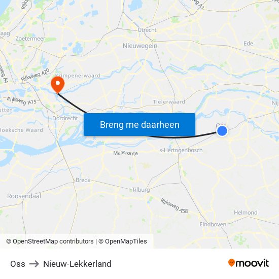 Oss to Nieuw-Lekkerland map