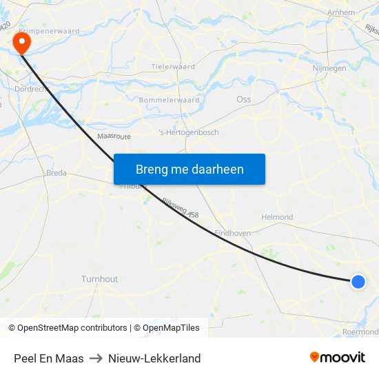 Peel En Maas to Nieuw-Lekkerland map